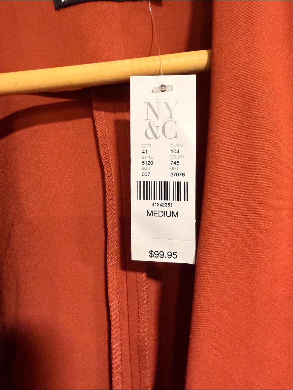 New York & Company Rust Orange Open-Front Draped Blazer - Picture 3 of 5